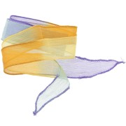 Ruban de soie 25 mm - Tie and dye - Jaune - Violet - Orange x85cm
