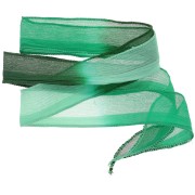 Ruban de soie 25 mm - Tie and dye - Vert clair - Vert foncé x85cm|raw }}