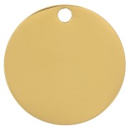 Sequin rond 15 mm - médaille à graver - Acier inoxydable 316L Doré x1