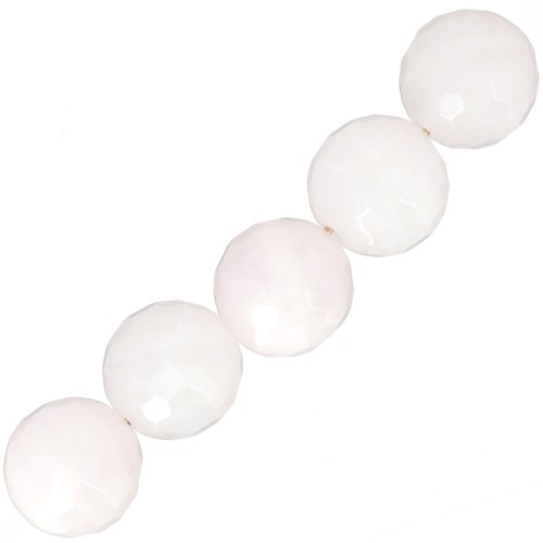 Perles Rondes facettées 8 mm en pierre gemme Quartz Rose x10