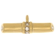 Pendentif barre 8x21 mm avec strass - Acier inoxydable 316L Doré - Crystal x1