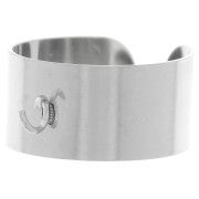 Bague large 10 mm réglable avec anneau ouvert - T.52 à 58 - Acier inox 316L x1