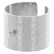 Bague large martelée 15 mm réglable - anneau fermé - T52 à 58 - Acier inox 316L x1