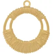 Pendentif rond évidé 30 mm effet tressé - Acier inoxydable 304L Doré x1