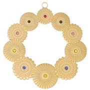 Pendentifs ronds évidés texturés 40 mm avec strass - Acier inoxydable 316L Doré x2|raw }}