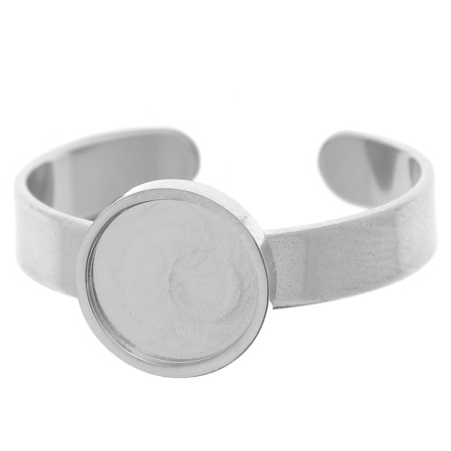 Bague fine réglable pour cabochon fond plat 8 mm - Acier inoxydable 304 x1