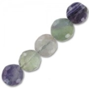 Perles Rondes facettées 10 mm pierre gemme Fluorite x5