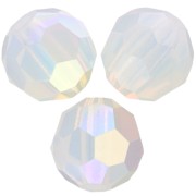 Perles rondes facettées Preciosa - Round Bead 6 mm - White Opal AB x6