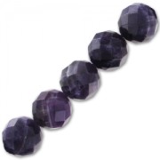 Perle Ronde facettée 14 mm en pierre gemme Amethyste grade A x1|raw }}