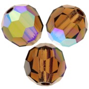 Perles rondes facettées Preciosa - Round Bead 6 mm - Smoked Topaz AB x6
