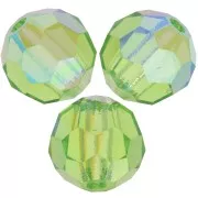 Perles rondes facettées Preciosa - Round Bead 6 mm - Peridot AB x6