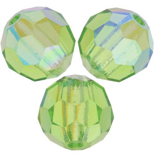 Perles rondes facettées Preciosa - Round Bead 6 mm - Peridot AB x6