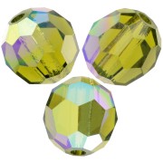 Perles rondes facettées Preciosa - Round Bead 6 mm - Olivine AB x6