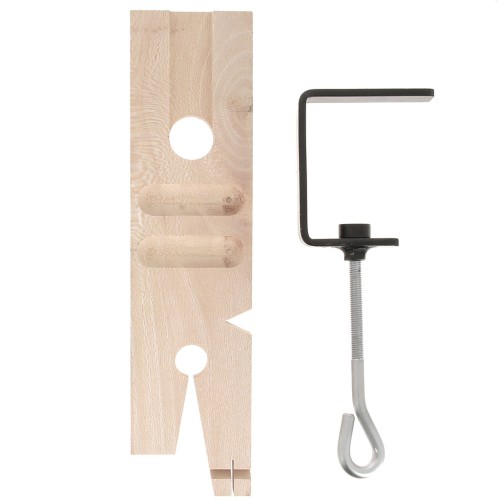 Cheville d'établi forme V pré-découpée en bois 22.5x6 cm avec étau en acier x1