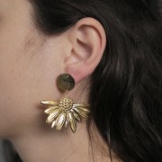 Pendentifs tournesol 31.5x45 mm - Acier inoxydable 304L Doré x2