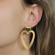 Pendentifs coeurs évidés effet plissé 42x31 mm - Acier inoxydable 304L Doré x2