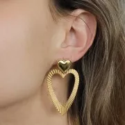 Pendentifs coeurs évidés effet plissé 42x31 mm - Acier inoxydable 304L Doré x2