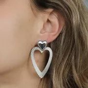 Pendentifs coeurs évidés effet plissé 42x31 mm - Acier inoxydable 304L x2