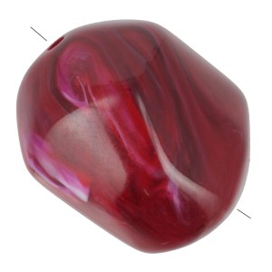 Perle baroque irrégulière en résine opaque 19x15 mm - Marbré Rouge foncé pailleté