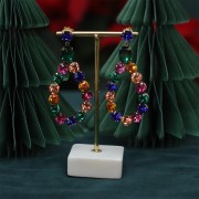 Pendentif goutte 64x34 mm - cabochons 1088 8 mm & cabochon 4120 14x10 mm - Argenté