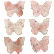 Pendentif papillon 13x18 mm en pierre gemme - Rhodonite x1