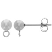 Clous d'oreilles boule 5 mm avec anneau ouvert - Acier inoxydable 304 x20