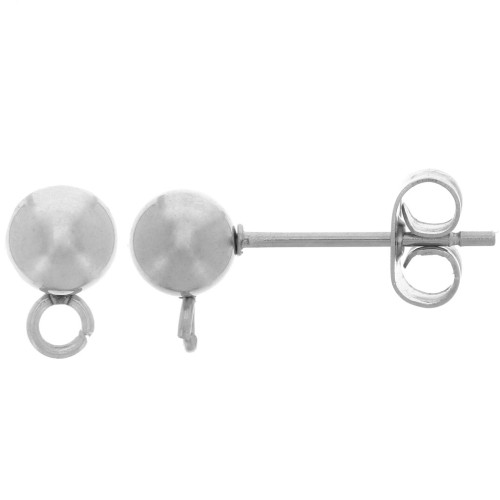 Clous d'oreilles boule 5 mm avec anneau ouvert - Acier inoxydable 304 x20