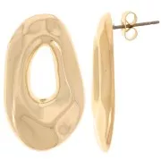 Boucles d'oreilles ovales irrégulières martelées 31x18 mm - Doré à l'or fin x2