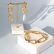 Fermoir ovale bombé en T 21x17 mm pour bracelet ou collier - Doré à l'or fin x1