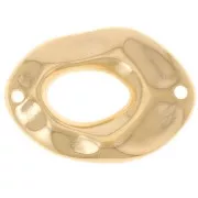 Intercalaire ovale irrégulier martelé évidé 26.5x19 mm - Doré à l'or fin x1
