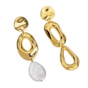 Intercalaire ovale irrégulier martelé évidé 26.5x15 mm - Doré à l'or fin x1