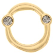 Intercalaire rond irrégulier 19mm & résine époxy - Doré à l'or fin - Gris pailleté|raw }}