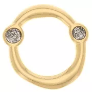 Intercalaire rond irrégulier 19mm & résine époxy - Doré à l'or fin - Gris pailleté