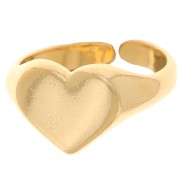 Bague chevalière forme coeur - Taille 53 - Doré à l'or fin x1|raw }}