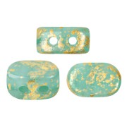 Perles en verre Lipsi® par Puca® 4x6 mm - Blue Green Opal Gold Splash x10g|raw }}