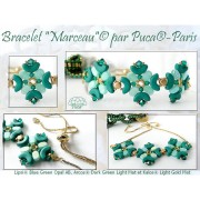Perles en verre Lipsi® par Puca® 4x6 mm - Blue Green Opal Gold Splash x10g