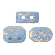 Perles en verre Lipsi® par Puca® 4x6 mm - Blue Opal Mat Gold Splash x10g|raw }}