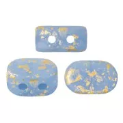 Perles en verre Lipsi® par Puca® 4x6 mm - Blue Opal Mat Gold Splash x10g