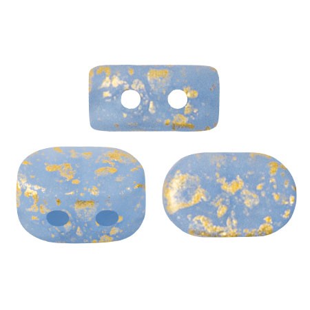 Perles en verre Lipsi® par Puca® 4x6 mm - Blue Opal Mat Gold Splash x10g