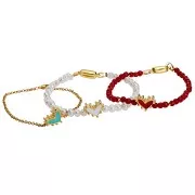 Perle coeur 12.5x10 mm avec résine époxy - Doré à l'or fin - Blanc x1