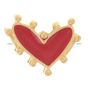 Perle coeur 12.5x10 mm avec résine époxy - Doré à l'or fin - Rouge x1|raw }}
