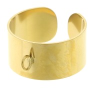 Bague large 10 mm réglable avec anneau ouvert - T.52 à 58 - Acier inox 304 Doré
