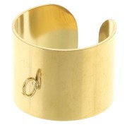 Bague large 15 mm réglable avec anneau ouvert - T.52 à 58 - Acier inox 316L Doré