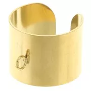 Bague large 15 mm réglable avec anneau ouvert - T.52 à 58 - Acier inox 316L Doré