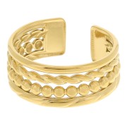 Bague large fantaisie multirang réglable T52 à 58 - Acier inox 304L Doré x1|raw }}