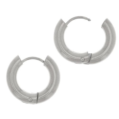 Créoles rondes 14 mm - Fil 3 mm - Acier inoxydable 304L x2