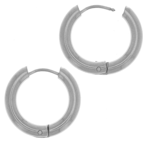 Créoles rondes 18 mm - Fil 3 mm - Acier inoxydable 304L x20