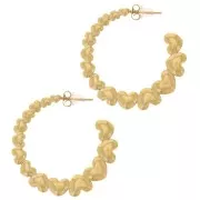 Créoles rondes avec des coeurs 35 mm - Acier inoxydable 316L Doré x2