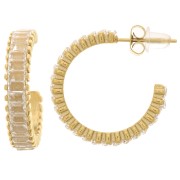 Créoles ouverte 21 mm avec oxydes de zirconium - Acier inox 316L Doré - Crystal x2|raw }}