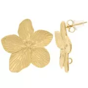 Clous d'oreilles fleur de cerisier 24 mm - anneau ouvert - Acier inox 304L Doré x2